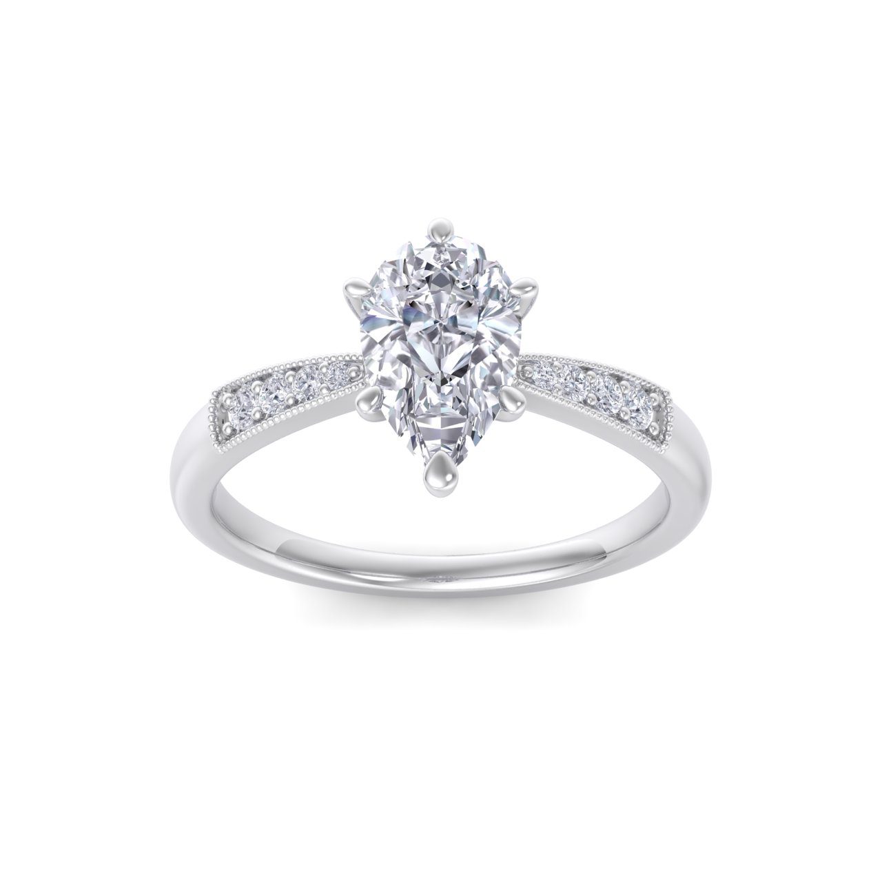 Pear Setting Solitaire Engagement Ring - LDCVD-ER-1007