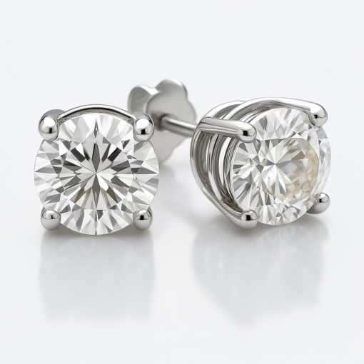 1 Ct Round DIAMOND "GH VS2" Lab CREATED Earrings Gold Studs - Image 6