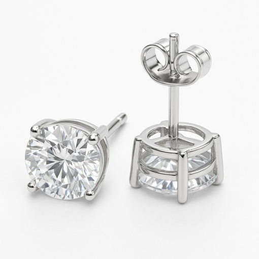 1 Ct Round DIAMOND "GH VS2" Lab CREATED Earrings Gold Studs - Image 5