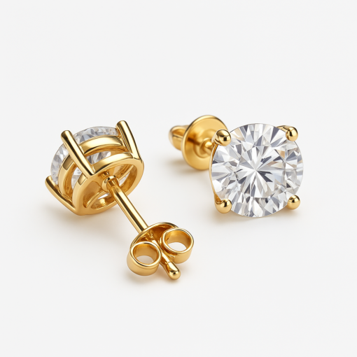 1 Ct Round DIAMOND "GH VS2" Lab CREATED Earrings Gold Studs