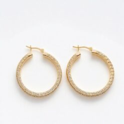 2 Ct ROUND FG VS2 Lab Grown Diamond 14kt Yellow Gold  Hoop Earrings