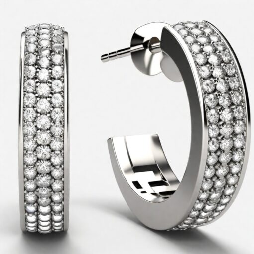 4 Ct ROUND FG VS2 Lab Grown Diamond 14kt White Gold  Hoop Earrings