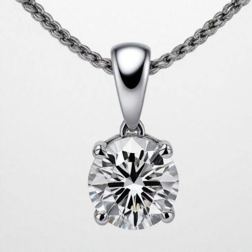 1 Ct Round FG VS Lab Grown Diamond 14kt White Gold  Solitaire Pendant Necklace