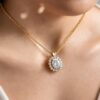 2.5 Ct Round & Oval FG VS Lab Grown Diamond 14kt Yellow Gold  Solitaire Pendant Necklace