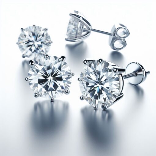 3 Ct Round FG VS2 Lab Grown Diamond 14kt White Gold  Solitaire stud Earrings