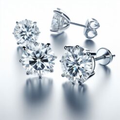 4 Ct Round FG VS2 Lab Grown Diamond 14kt White Gold  Solitaire stud Earrings