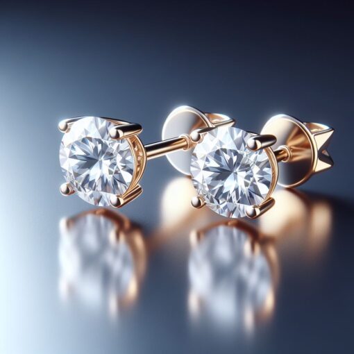 1.5 Ct ROUND GH VS2 Lab Grown Diamond 10Kt Yellow Gold  Solitaire Studs Earrings