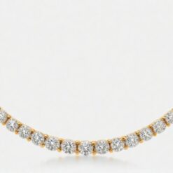 12 Ct Round FG VS2 Lab Grown Diamond 10KT Yellow Gold  Tennis Necklaces