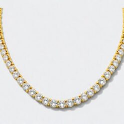 20 Ct Round FG VS2 Lab Grown Diamond 10KT Yellow Gold  Tennis Necklaces