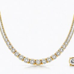 25 Ct Round FG VS2 Lab Grown Diamond 14KT Yellow Gold  Tennis Necklaces