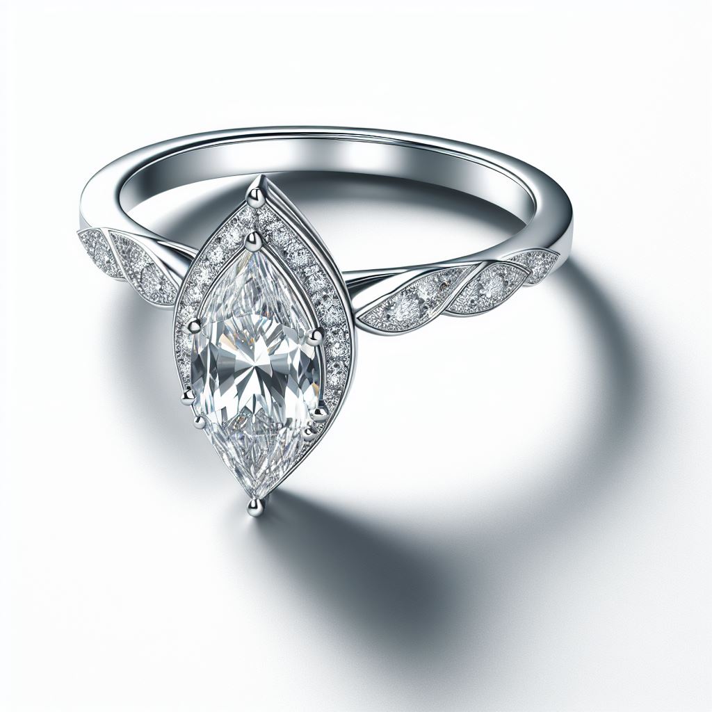 2.5 Ct Round & Marquise FG VS2 Lab Grown Diamond 14kt White Gold  Solitaire Ring