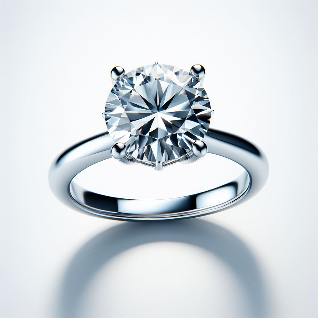 3 Ct Round FG VS2 Lab Grown Diamond 14kt White Gold  Solitaire Ring