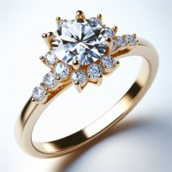 3.5 Ct Round FG VS2 Lab Grown Diamond 14kt Yellow Gold  Solitaire Ring