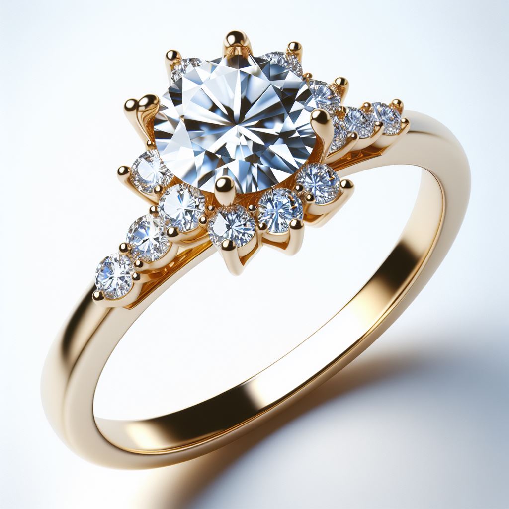 3.5 Ct Round FG VS2 Lab Grown Diamond 14kt Yellow Gold  Solitaire Ring
