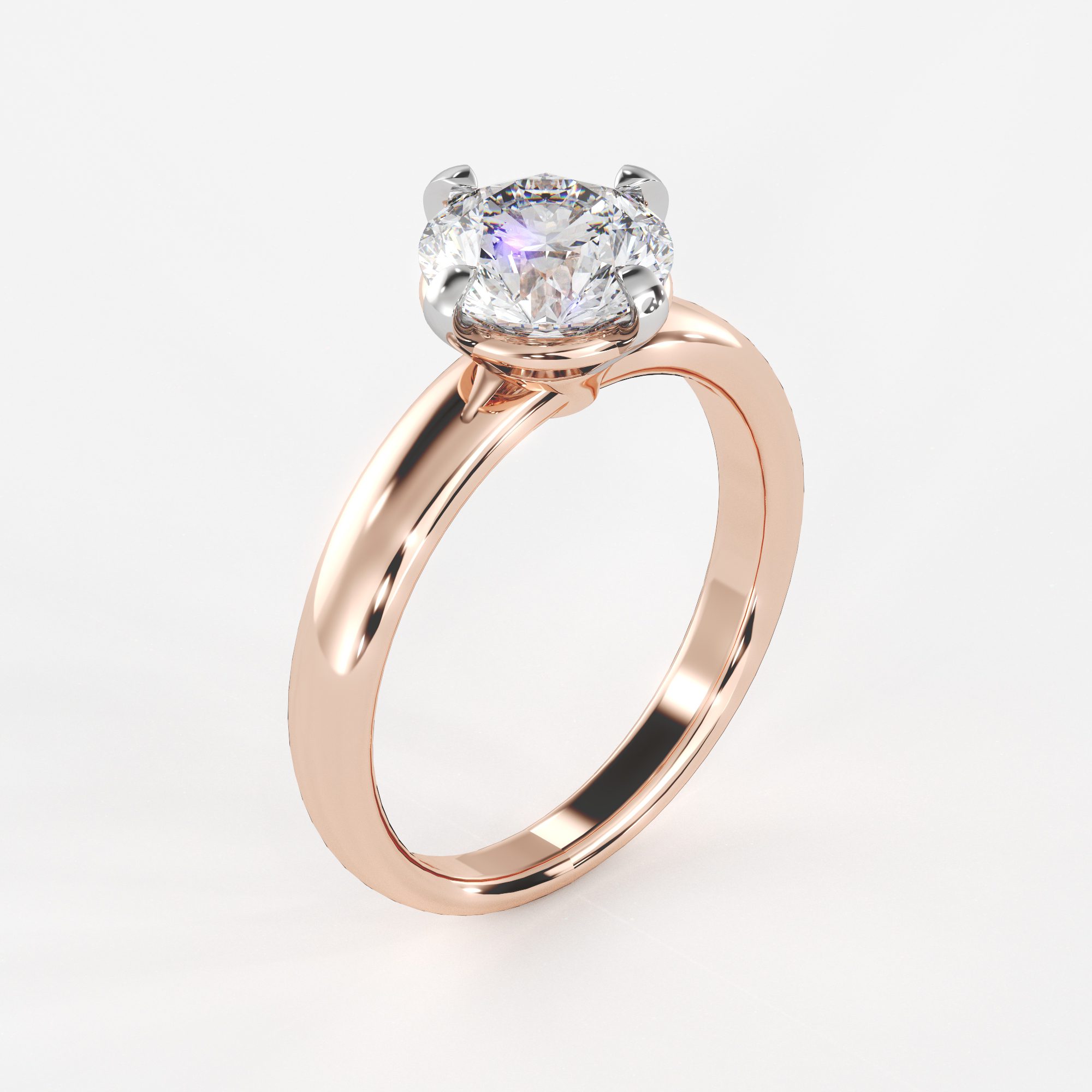 Round Setting Solitaire Engagement Ring - LDCVD-LR-1 - Image 5