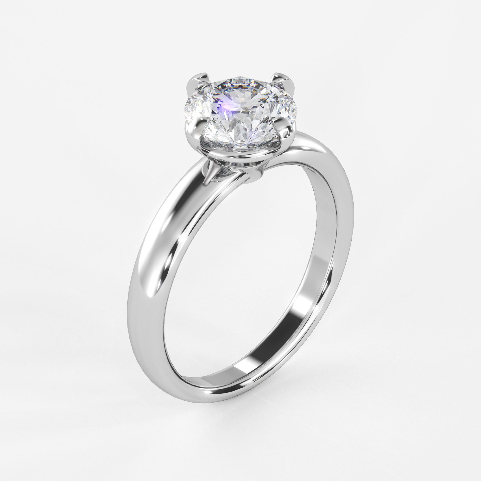 Round Setting Solitaire Engagement Ring - LDCVD-LR-1 - Image 4