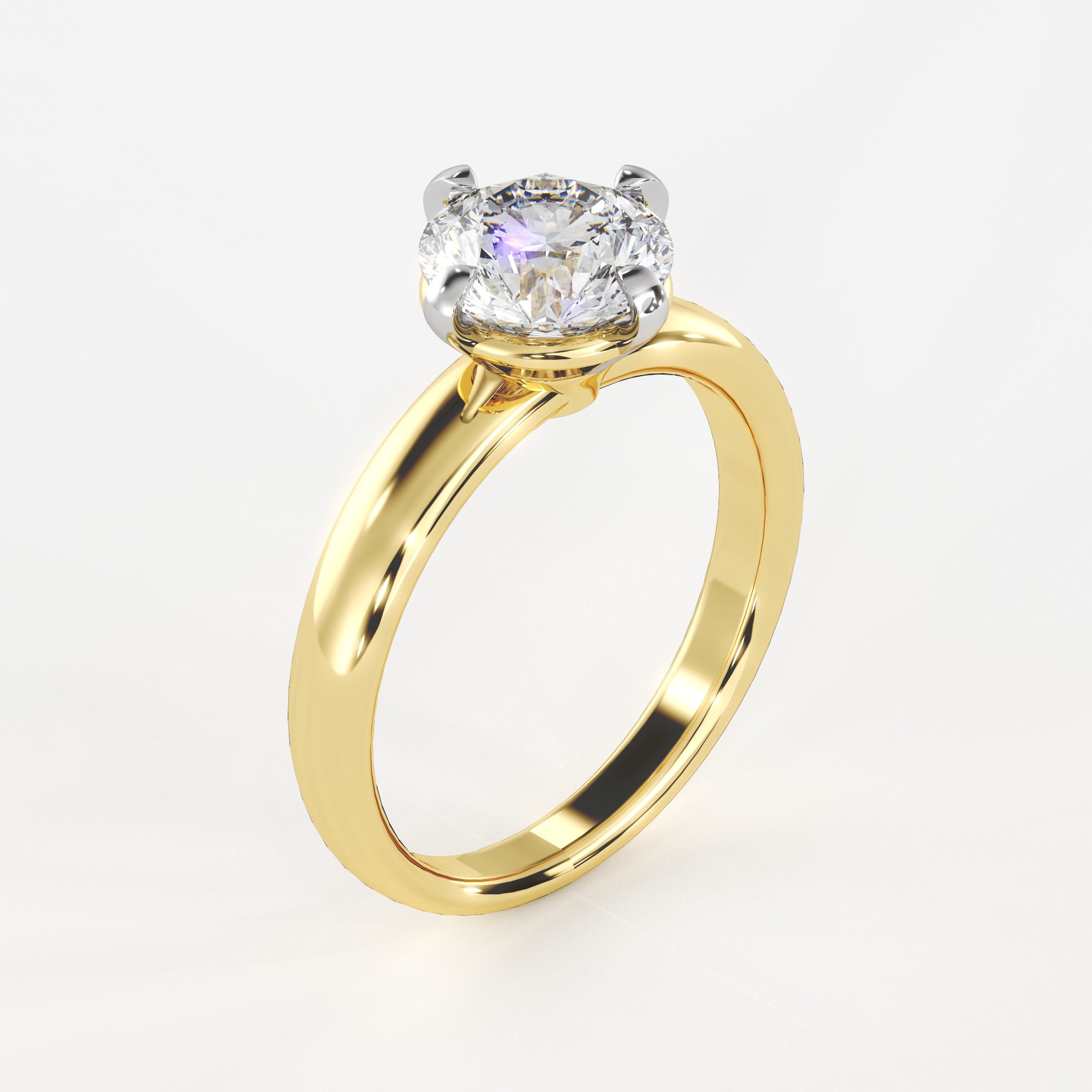 Round Setting Solitaire Engagement Ring - LDCVD-LR-1 - Image 3