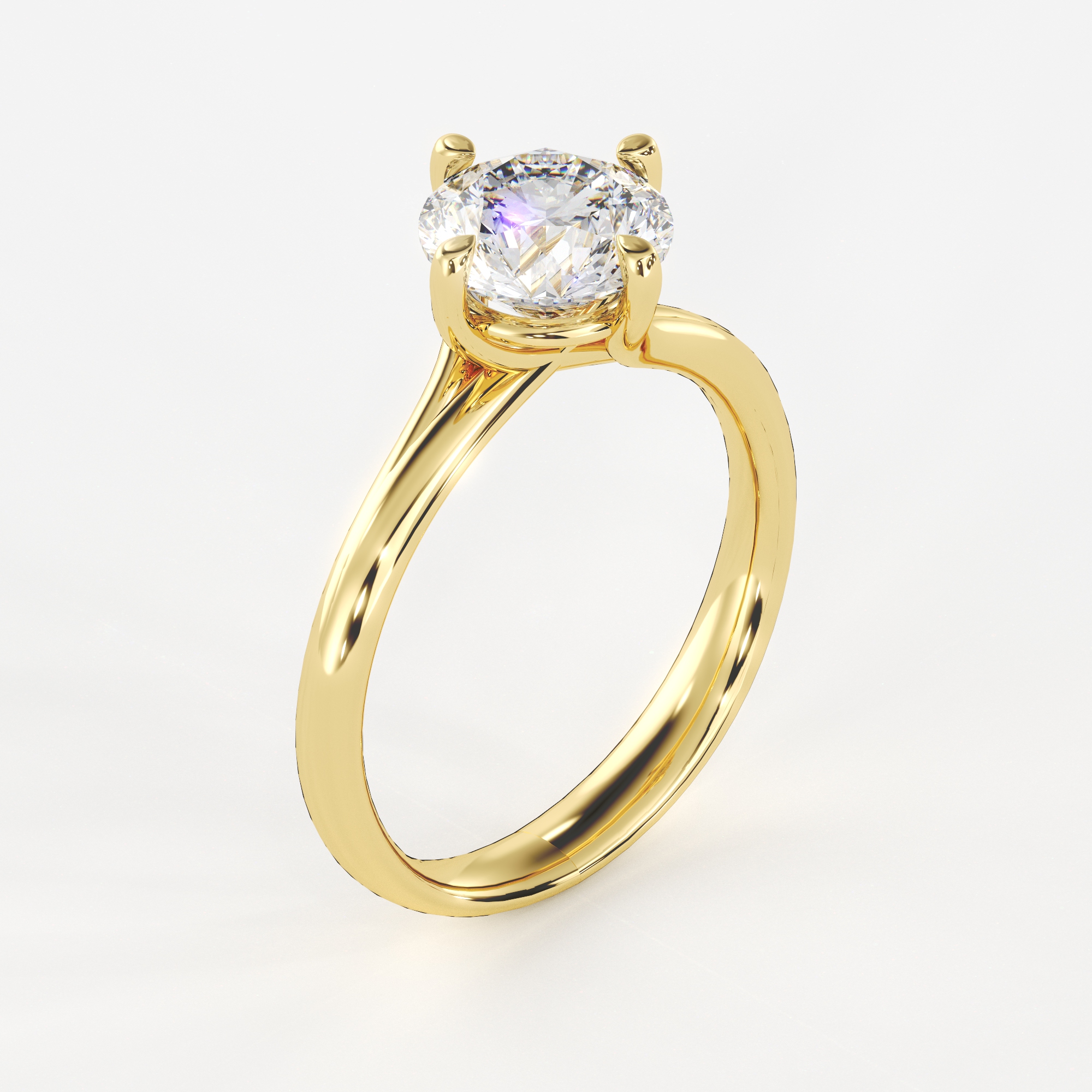 Round Setting Solitaire Engagement Ring - LDCVD-LR-3 - Image 5