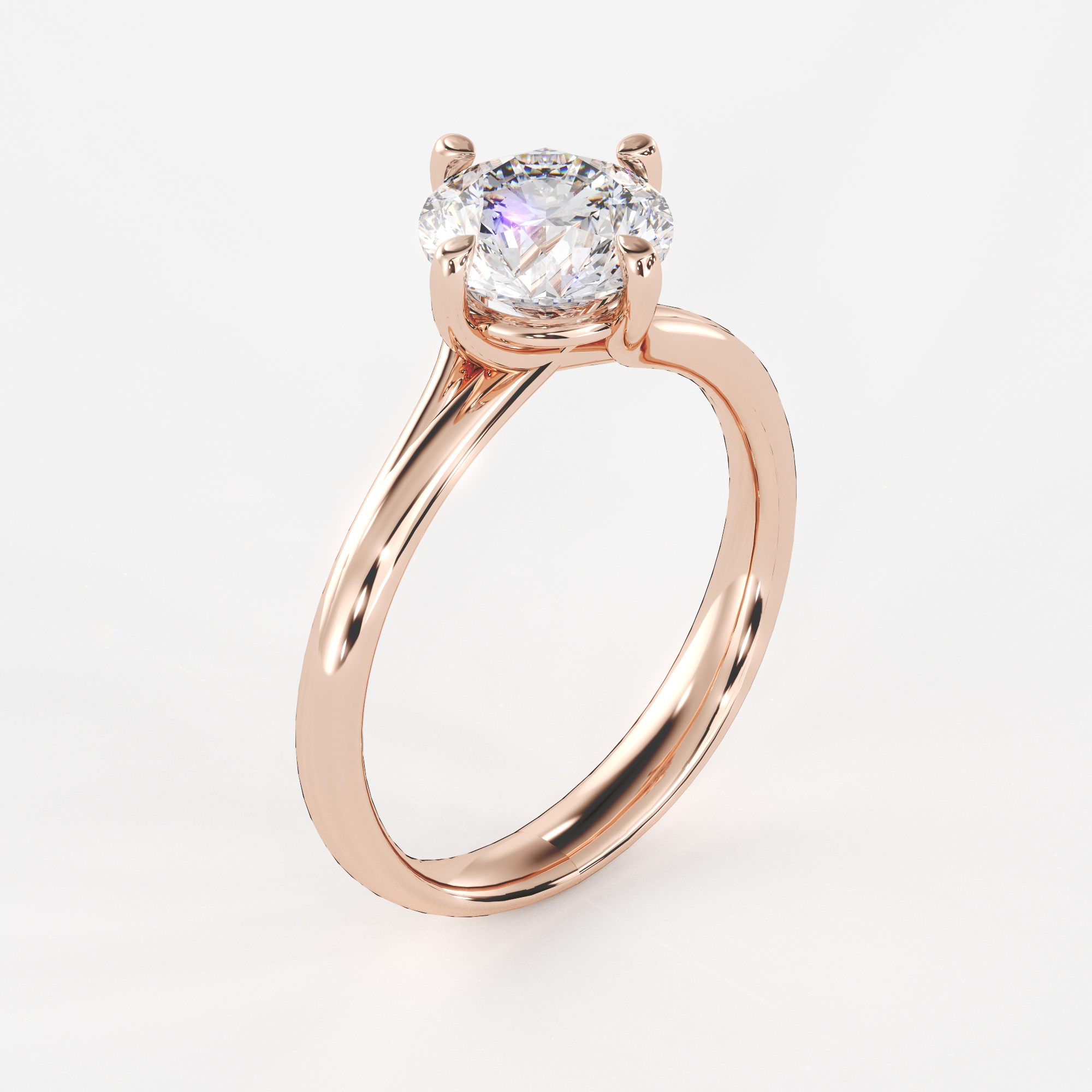 Round Setting Solitaire Engagement Ring - LDCVD-LR-3 - Image 4