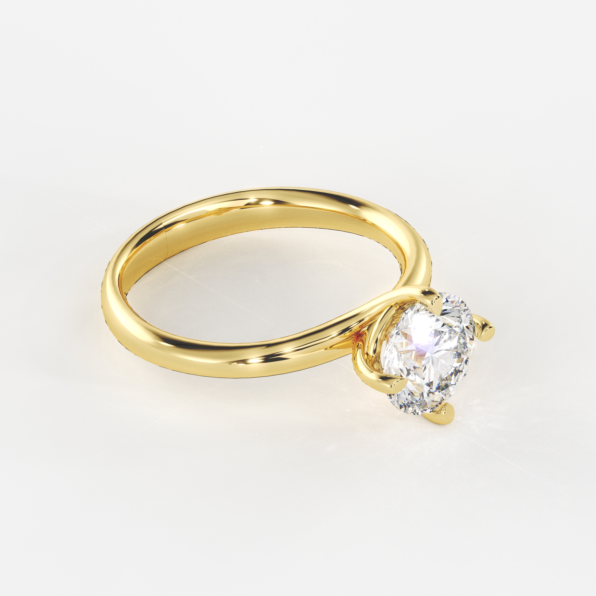 Round Setting Solitaire Engagement Ring - LDCVD-LR-3 - Image 2