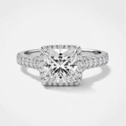Asscher Diamond Bands 1 Carat Engagement Ring - LDAA002