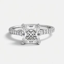 Asscher Diamond Bands 0.5 Carat Engagement Ring - LDAA007