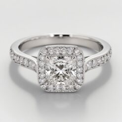 Asscher Diamond Bands 1 Carat Engagement Ring - LDAA008
