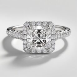Asscher Diamond Bands 0.75 Carat Engagement Ring - LDAA009