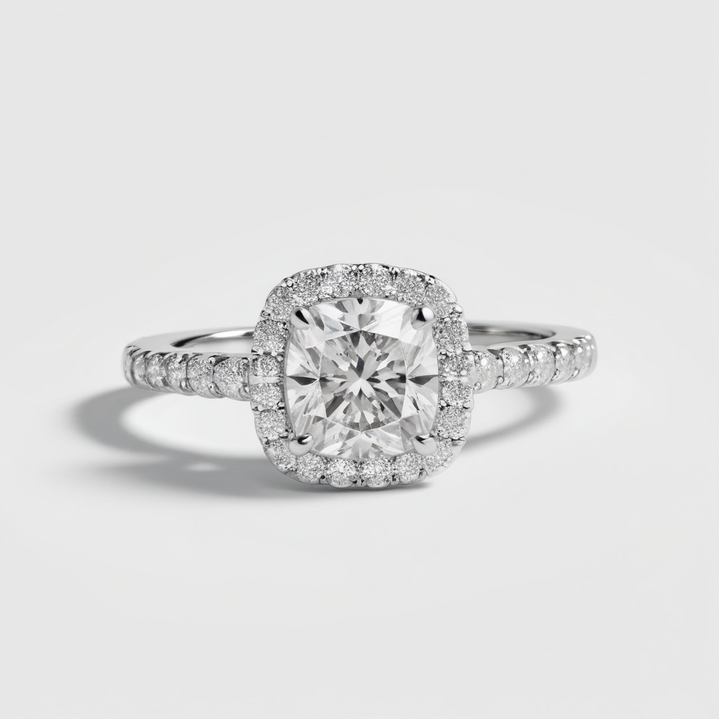 Cushion Diamond Bands 1 Carat Engagement Ring - LDAC009