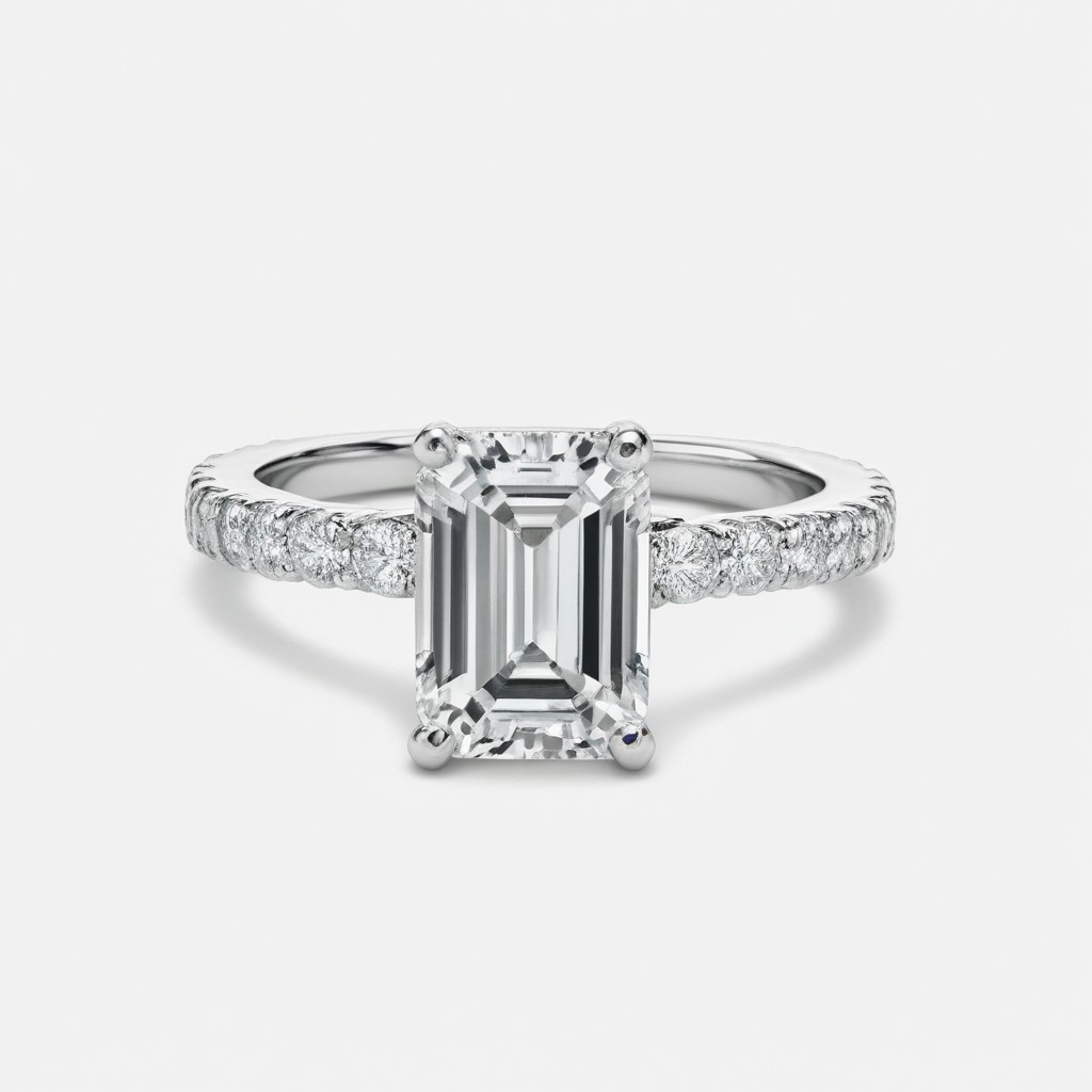 Emerald Diamond Bands 0.75 Carat Engagement Ring - LDAE0010