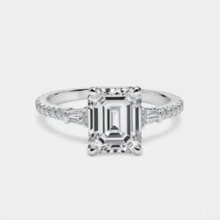 Emerald Diamond Bands 0.5 Carat Engagement Ring - LDAE002