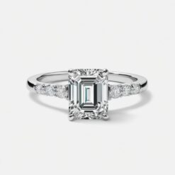 Emerald Diamond Bands 0.5 Carat Engagement Ring - LDAE006