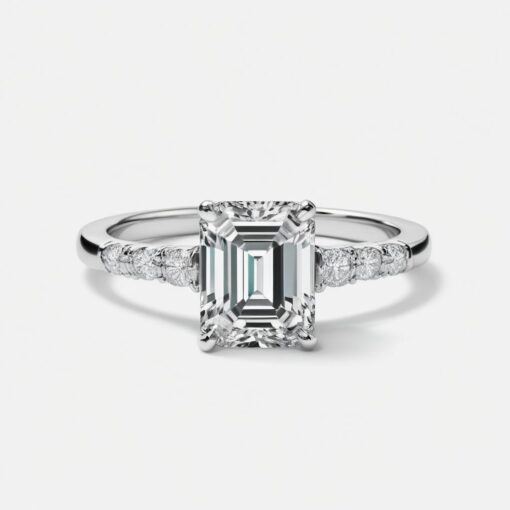 Emerald Diamond Bands 0.5 Carat Engagement Ring - LDAE006