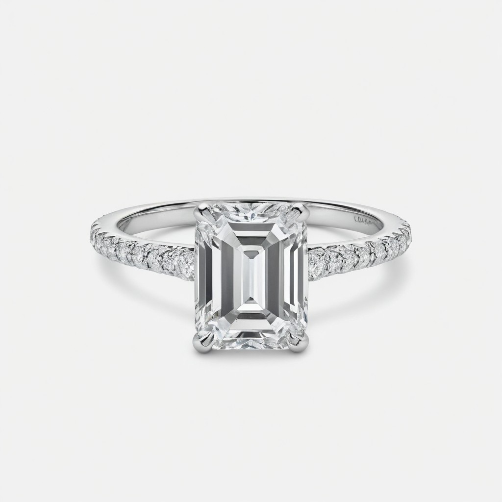 Emerald Diamond Bands 0.5 Carat Engagement Ring - LDAE007