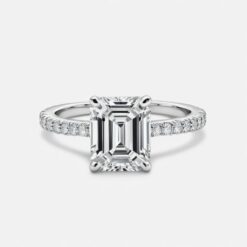 Emerald Diamond Bands 0.5 Carat Engagement Ring - LDAE008