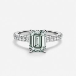 Emerald Diamond Bands 1 Carat Engagement Ring - LDAE009