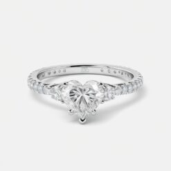 Heart Diamond Bands 0.75 Carat Engagement Ring - LDAH002