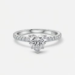 Heart Diamond Bands 0.5 Carat Engagement Ring - LDAH004