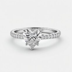 Heart Diamond Bands 0.65 Carat Engagement Ring - LDAH008