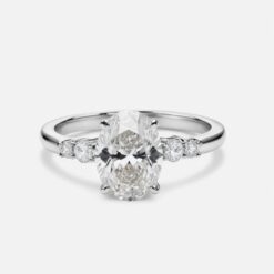 Oval Diamond Bands 0.5 Carat Engagement Ring - LDAO006