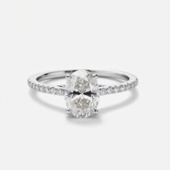Oval Diamond Bands 0.6 Carat Engagement Ring - LDAO009