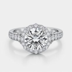 Round Diamond Bands 1 Carat Engagement Ring - LDAR009
