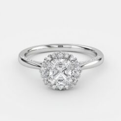 Asscher Halo 0.27 Carat Diamond Solid Gold Engagement Ring - LDHA002