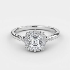 Asscher Halo 0.405 Carat Diamond Solid Gold Engagement Ring - LDHA004