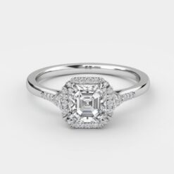 Asscher Halo 0.45 Carat Diamond Solid Gold Engagement Ring - LDHA006