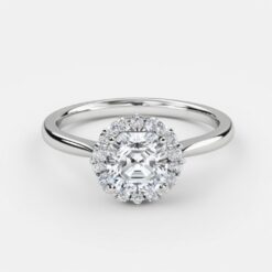 Asscher Halo 0.255 Carat Diamond Solid Gold Engagement Ring - LDHA007