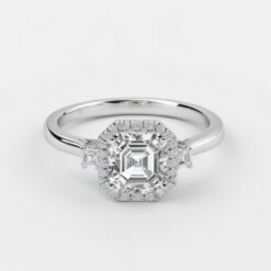 Asscher Halo 0.36 Carat Diamond Solid Gold Engagement Ring - LDHA008