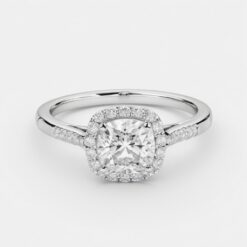 Cushion Halo 0.48 Carat Diamond Solid Gold Engagement Ring - LDHC004