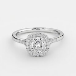 Cushion Halo 0.42 Carat Diamond Solid Gold Engagement Ring - LDHC006
