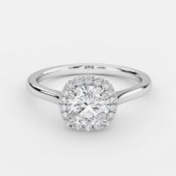 Cushion Halo 0.255 Carat Diamond Solid Gold Engagement Ring - LDHC008